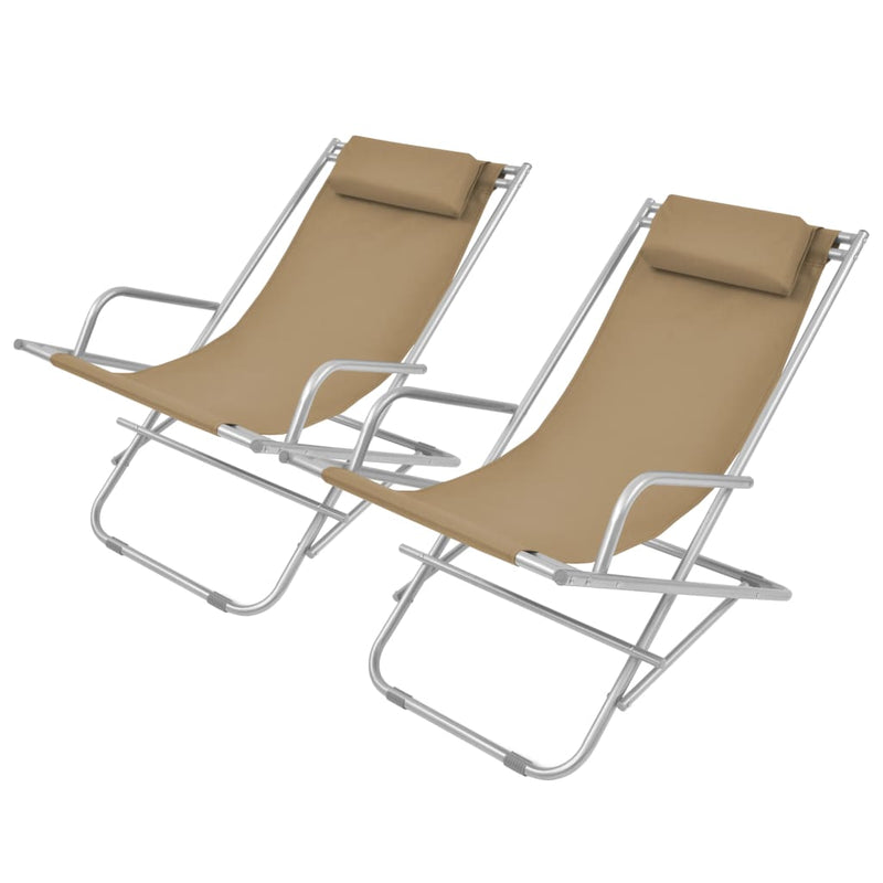 vidaXL Reclining Deck Chairs 2 pcs Steel Black