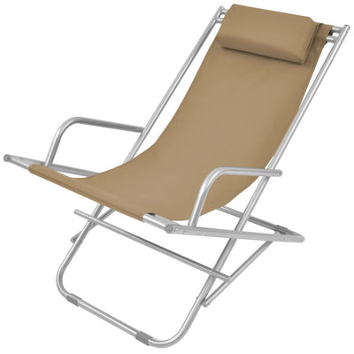 vidaXL Reclining Deck Chairs 2 pcs Steel Black