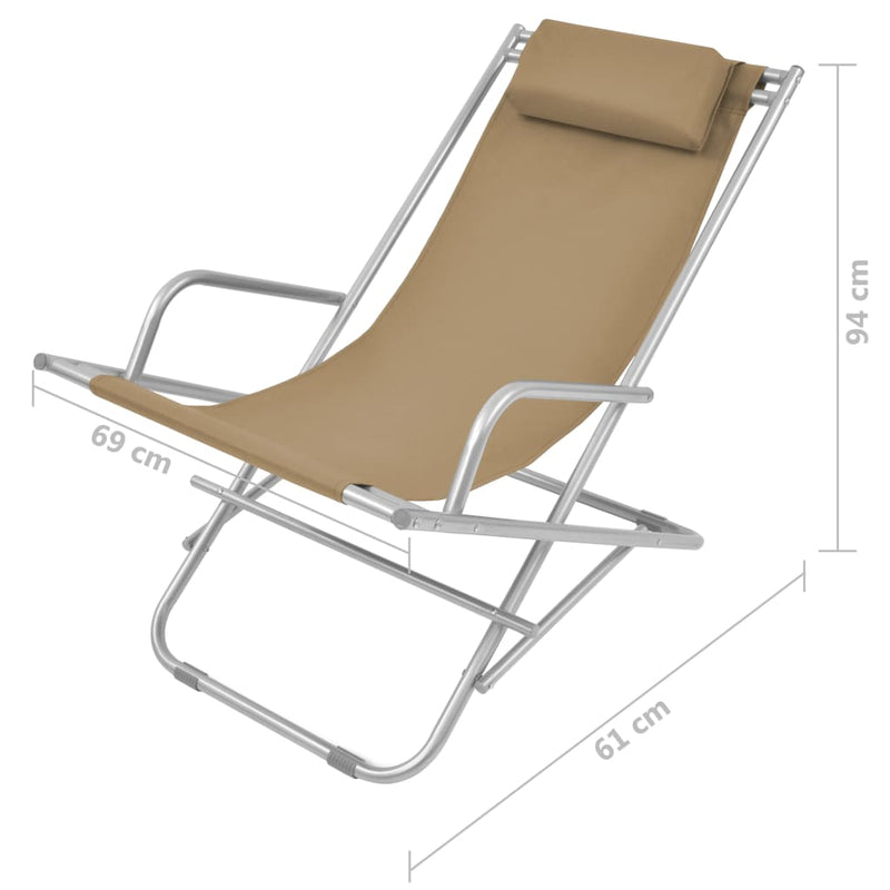 vidaXL Reclining Deck Chairs 2 pcs Steel Black