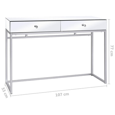 vidaXL Mirrored Console Table Steel and Glass 107x33x77 cm