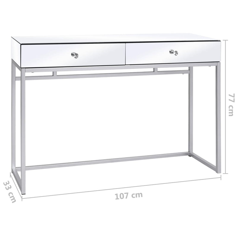 vidaXL Mirrored Console Table Steel and Glass 107x33x77 cm