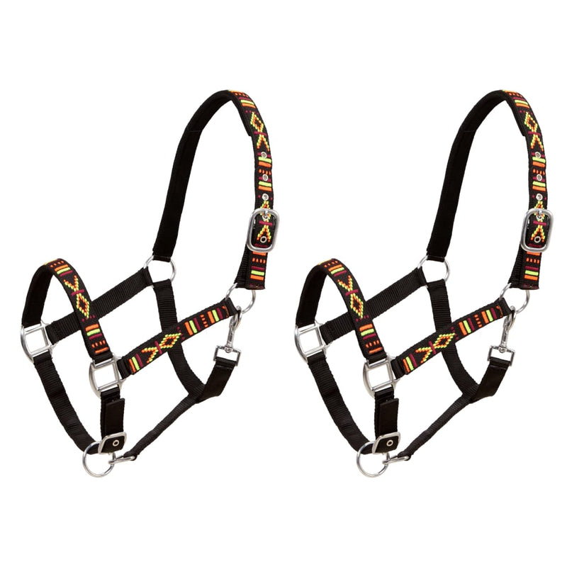 vidaXL Head Collars 2 pcs for Horse Nylon Size Cob Black