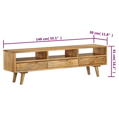 vidaXL TV Cabinet Solid Mango Wood 140x30x41 cm