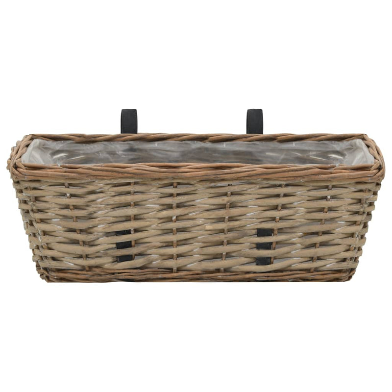 vidaXL Balcony Planter 2 pcs Wicker with PE Lining 80 cm