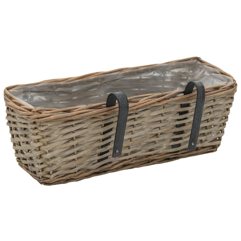 vidaXL Balcony Planter 2 pcs Wicker with PE Lining 80 cm