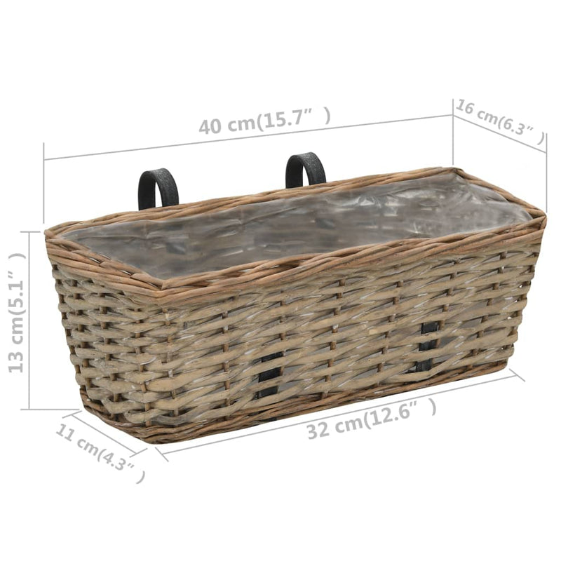 vidaXL Balcony Planter 2 pcs Wicker with PE Lining 80 cm