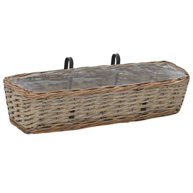 vidaXL Balcony Planter 2 pcs Wicker with PE Lining 80 cm