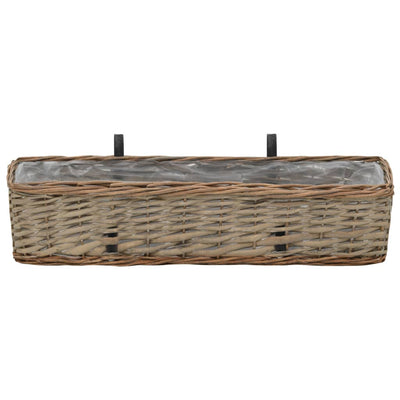 vidaXL Balcony Planter 2 pcs Wicker with PE Lining 80 cm