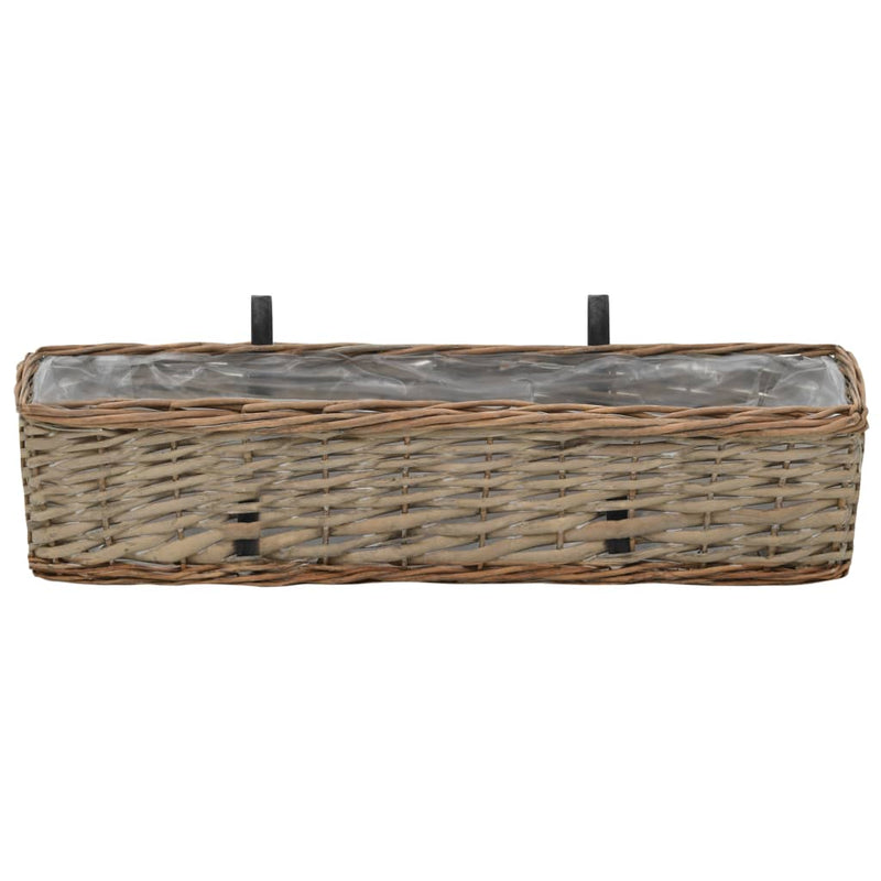 vidaXL Balcony Planter 2 pcs Wicker with PE Lining 80 cm