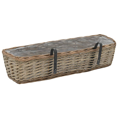 vidaXL Balcony Planter 2 pcs Wicker with PE Lining 80 cm