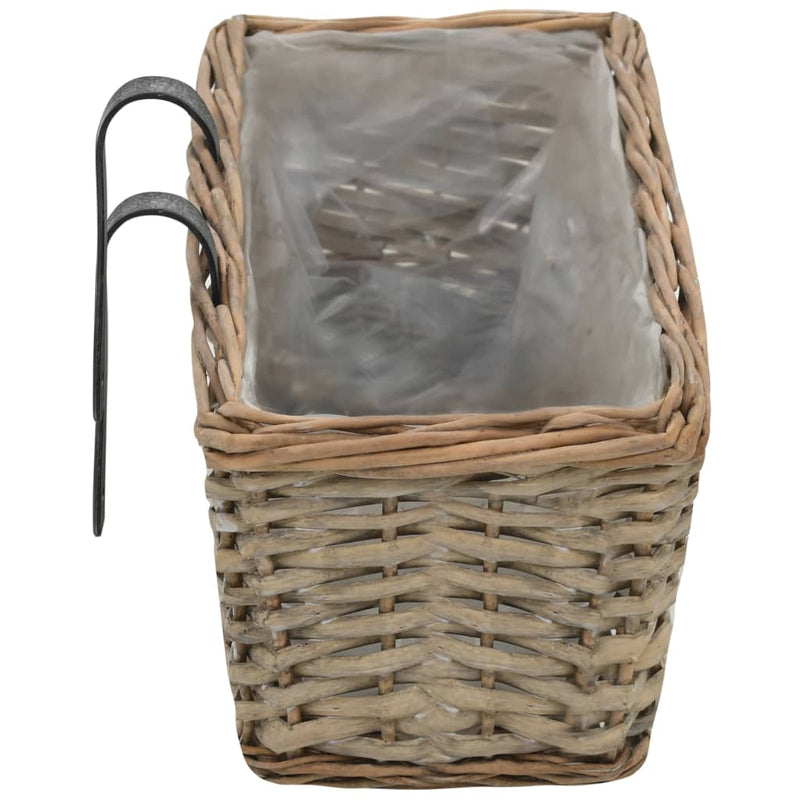 vidaXL Balcony Planter 2 pcs Wicker with PE Lining 80 cm