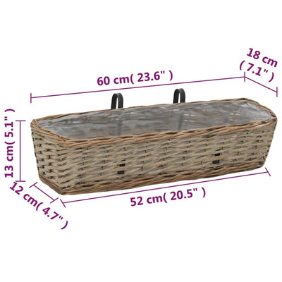 vidaXL Balcony Planter 2 pcs Wicker with PE Lining 80 cm