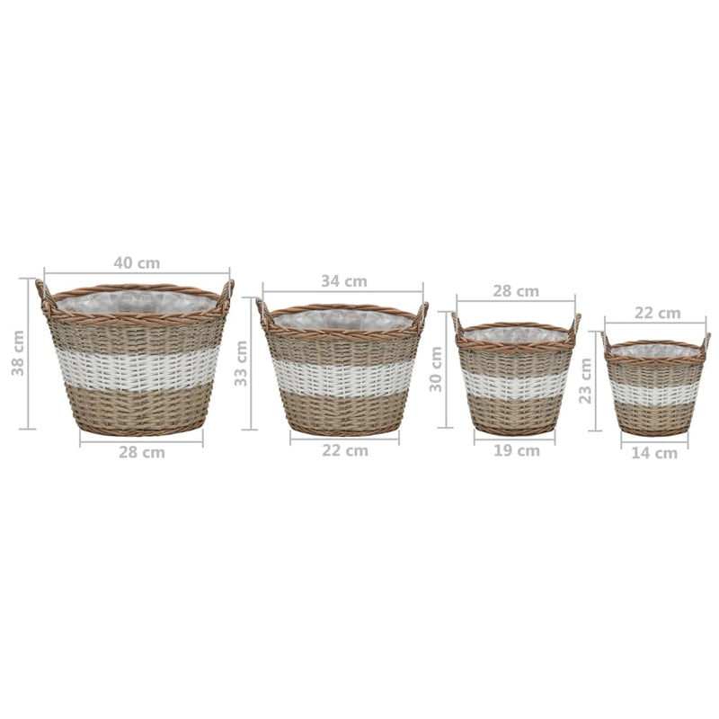 vidaXL Raised Bed 4 pcs Wicker with PE Lining