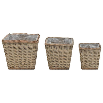 vidaXL Raised Bed 3 pcs Wicker with PE Lining