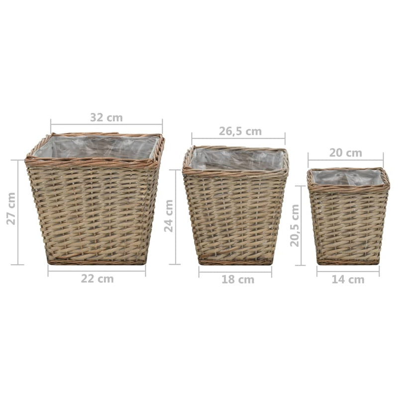 vidaXL Raised Bed 3 pcs Wicker with PE Lining