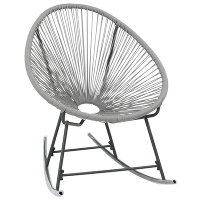 vidaXL Outdoor Rocking Moon Chair Grey Poly Rattan