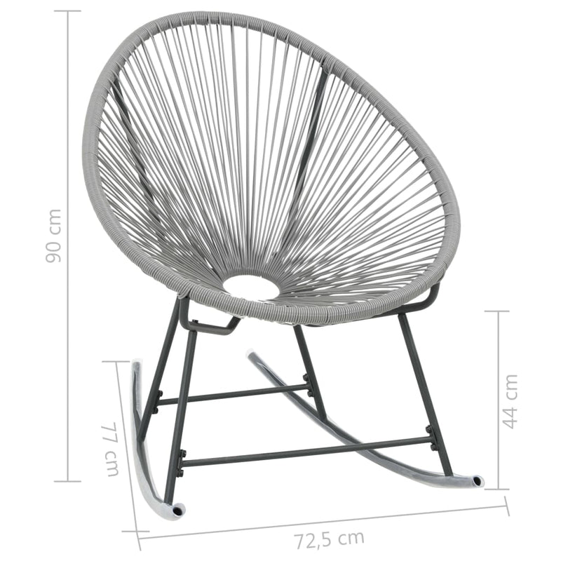 vidaXL Outdoor Rocking Moon Chair Grey Poly Rattan