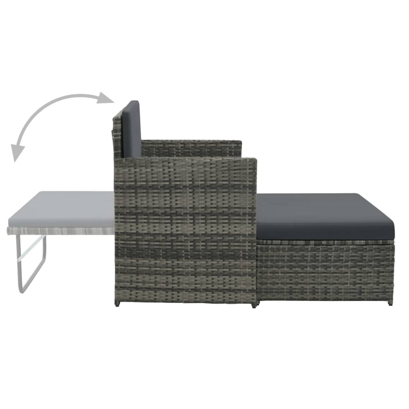 vidaXL 2 Piece Garden Lounge Set with Cushions Poly Rattan Grey