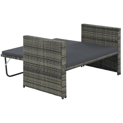 vidaXL 2 Piece Garden Lounge Set with Cushions Poly Rattan Grey
