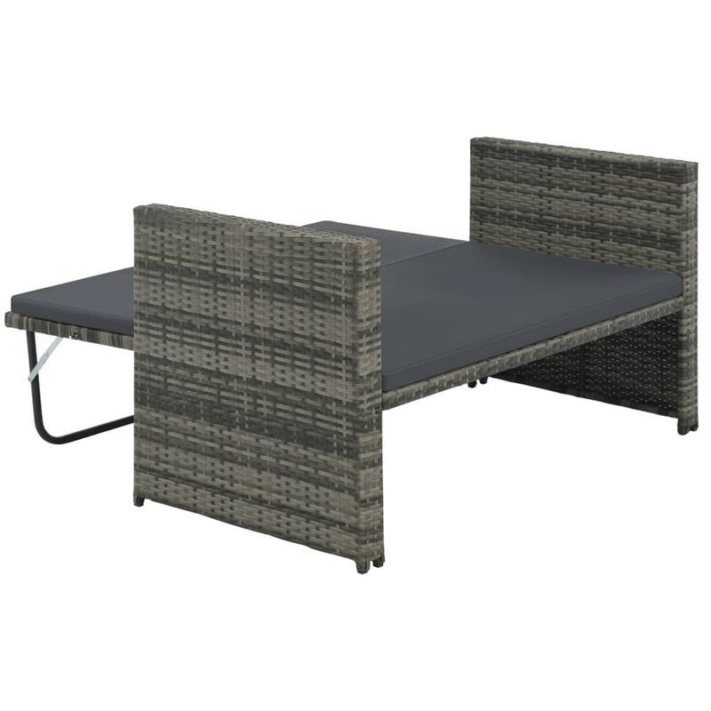 vidaXL 2 Piece Garden Lounge Set with Cushions Poly Rattan Grey