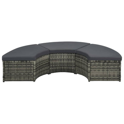 vidaXL 7 Piece Garden Lounge Set with Cushions Poly Rattan Grey