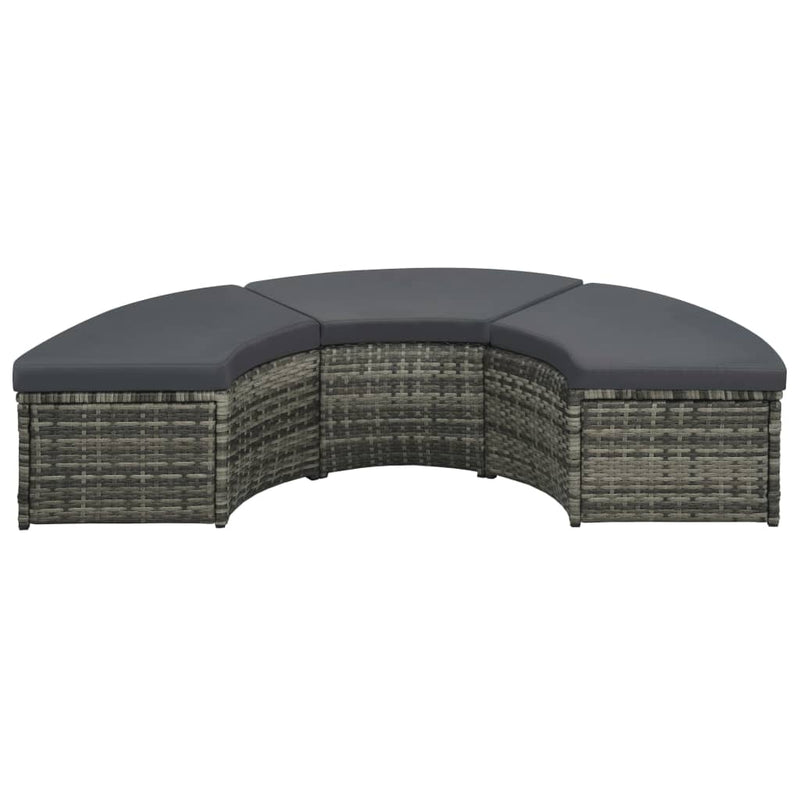 vidaXL 7 Piece Garden Lounge Set with Cushions Poly Rattan Grey