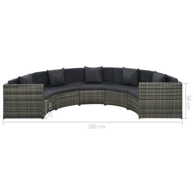 vidaXL 7 Piece Garden Lounge Set with Cushions Poly Rattan Grey