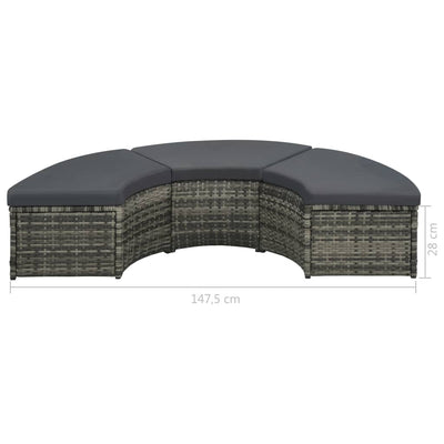 vidaXL 7 Piece Garden Lounge Set with Cushions Poly Rattan Grey