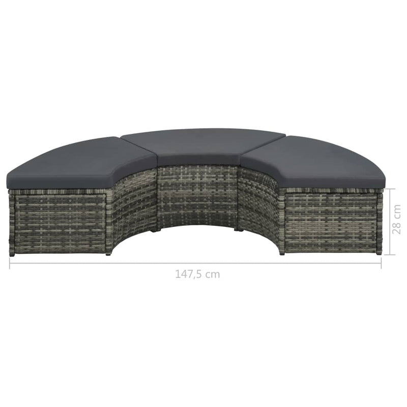 vidaXL 7 Piece Garden Lounge Set with Cushions Poly Rattan Grey