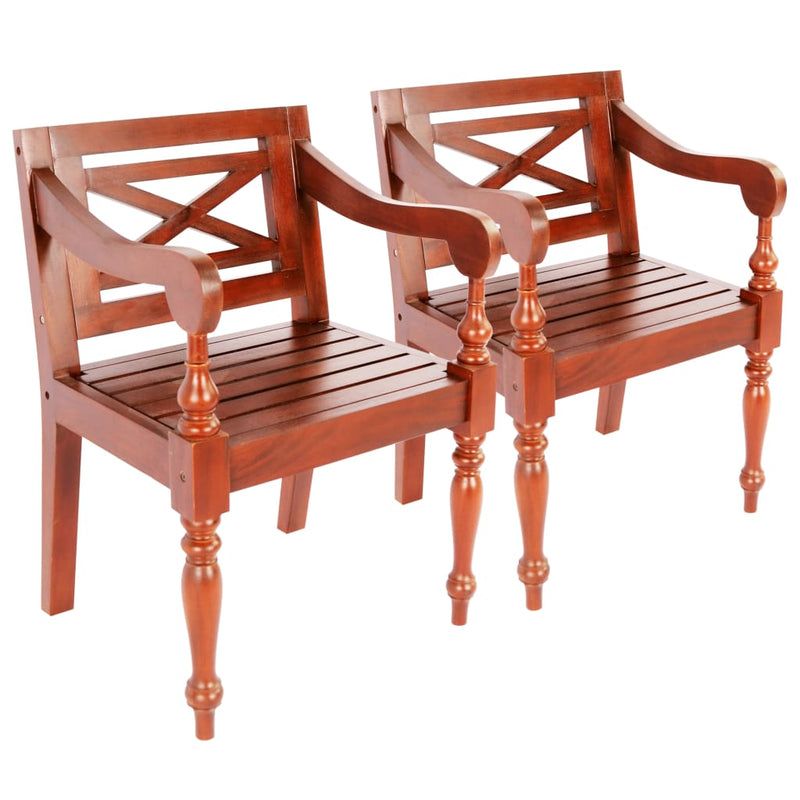 vidaXL Batavia Chairs 2 pcs White Solid Mahogany Wood