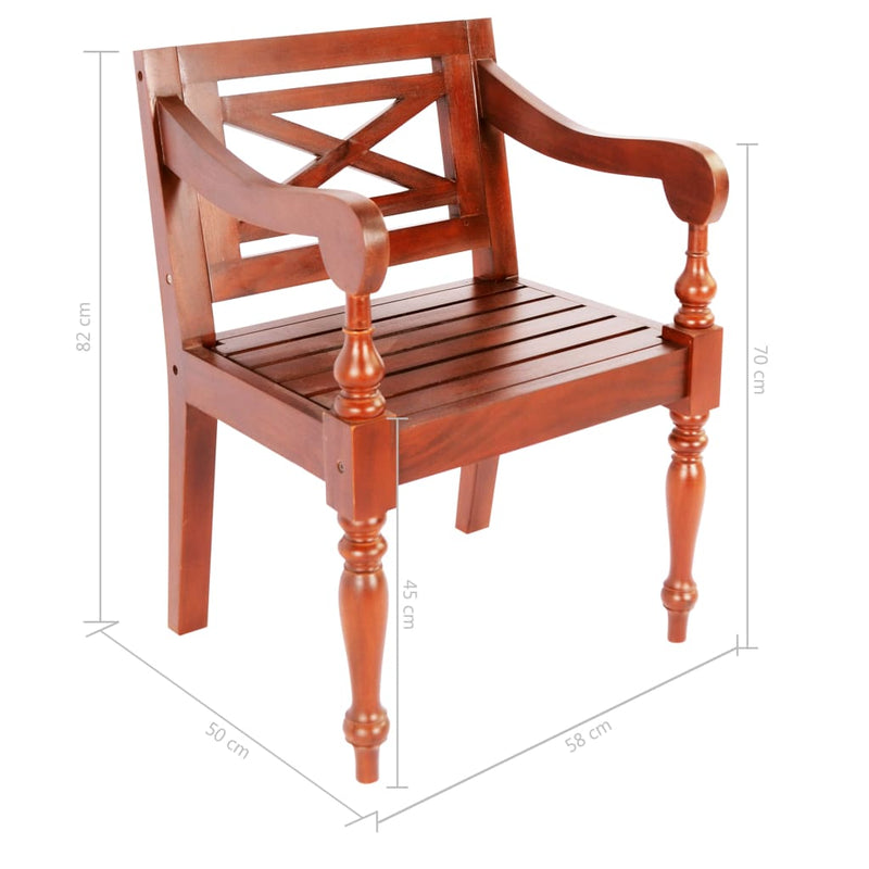 vidaXL Batavia Chairs 2 pcs White Solid Mahogany Wood
