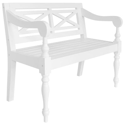 vidaXL Batavia Bench 136 cm Solid Mahogany Wood White