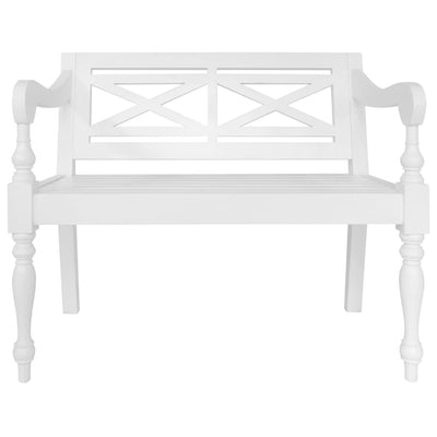 vidaXL Batavia Bench 136 cm Solid Mahogany Wood White