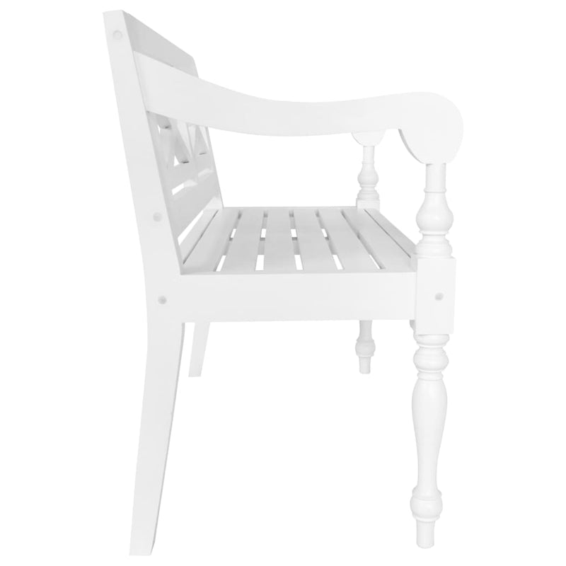 vidaXL Batavia Bench 136 cm Solid Mahogany Wood White