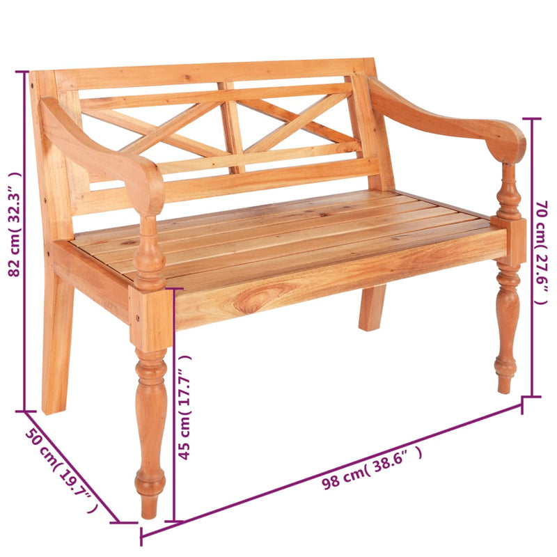 vidaXL Batavia Bench 136 cm Solid Mahogany Wood White