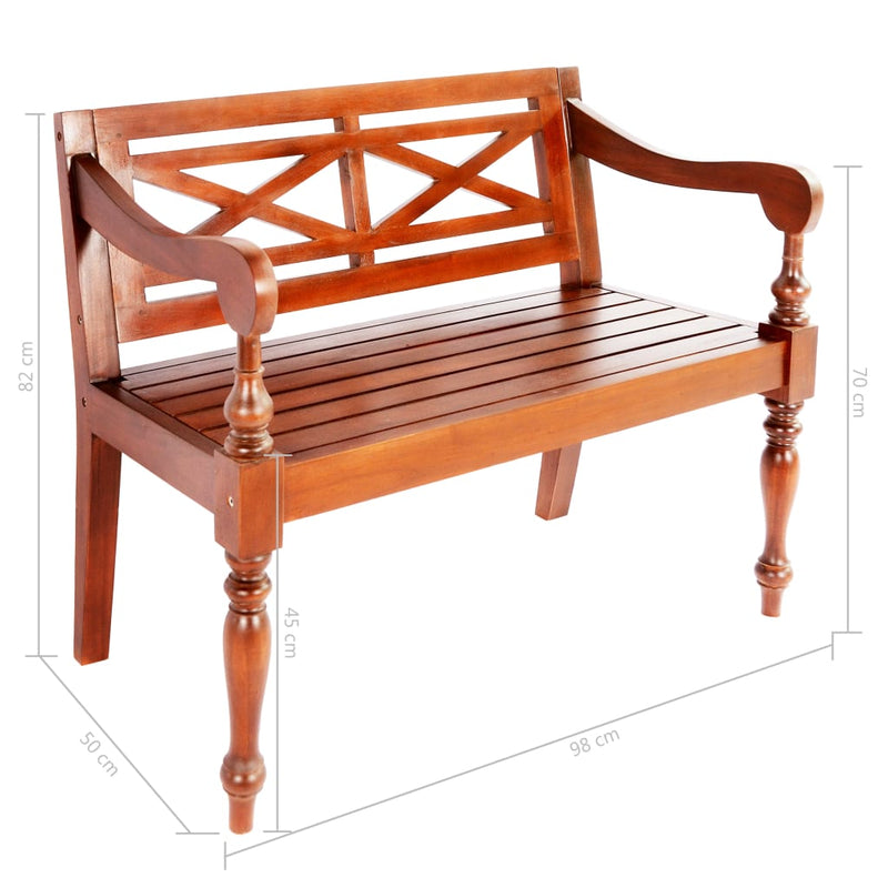 vidaXL Batavia Bench 136 cm Solid Mahogany Wood White