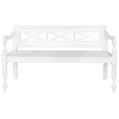 vidaXL Batavia Bench 136 cm Solid Mahogany Wood White