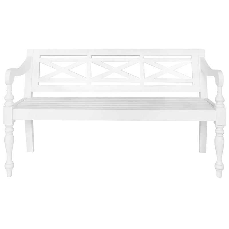 vidaXL Batavia Bench 136 cm Solid Mahogany Wood White