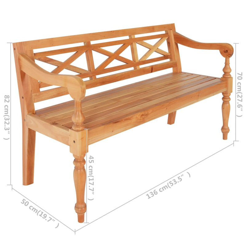 vidaXL Batavia Bench 136 cm Solid Mahogany Wood White