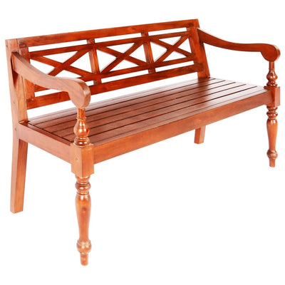 vidaXL Batavia Bench 136 cm Solid Mahogany Wood White