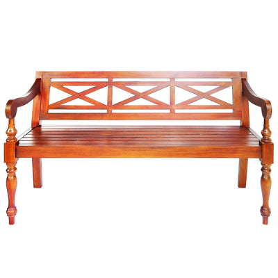 vidaXL Batavia Bench 136 cm Solid Mahogany Wood White