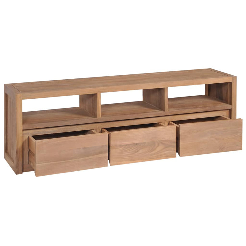 vidaXL TV Cabinet Solid Teak Wood with Natural Finish 120x30x40 cm