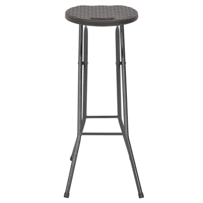 vidaXL Folding Bar Stools 2 pcs HDPE and Steel Brown Rattan Look