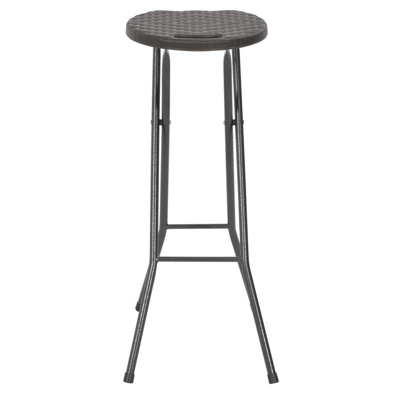vidaXL Folding Bar Stools 2 pcs HDPE and Steel Brown Rattan Look
