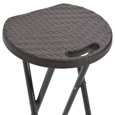 vidaXL Folding Bar Stools 2 pcs HDPE and Steel Brown Rattan Look