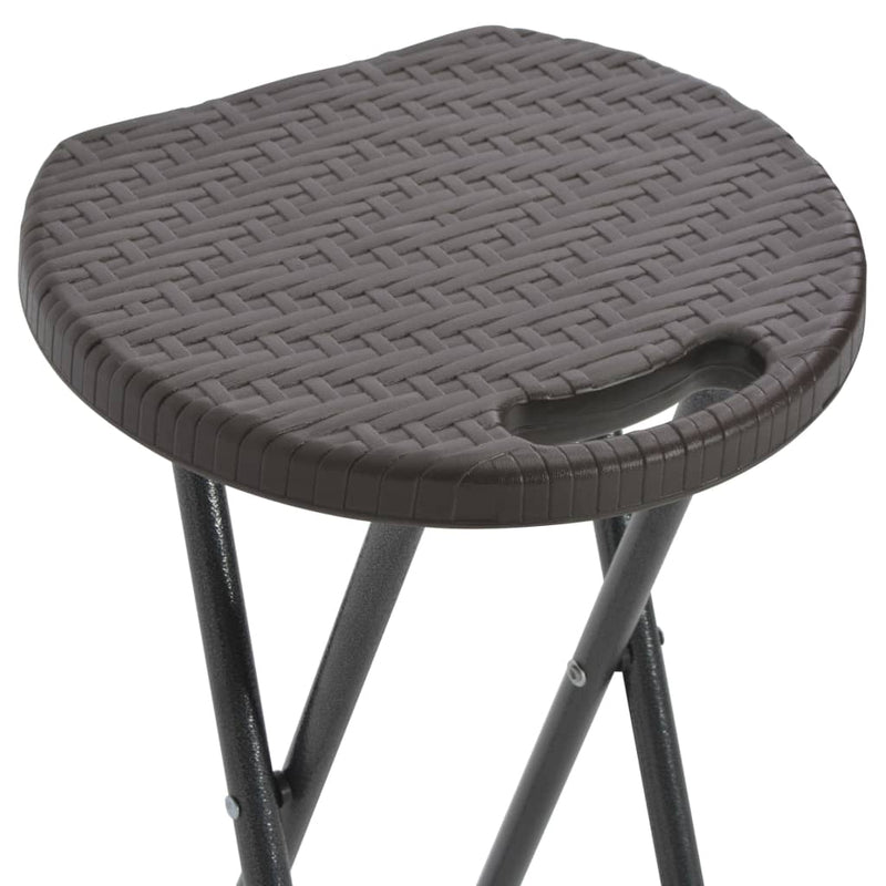 vidaXL Folding Bar Stools 2 pcs HDPE and Steel Brown Rattan Look