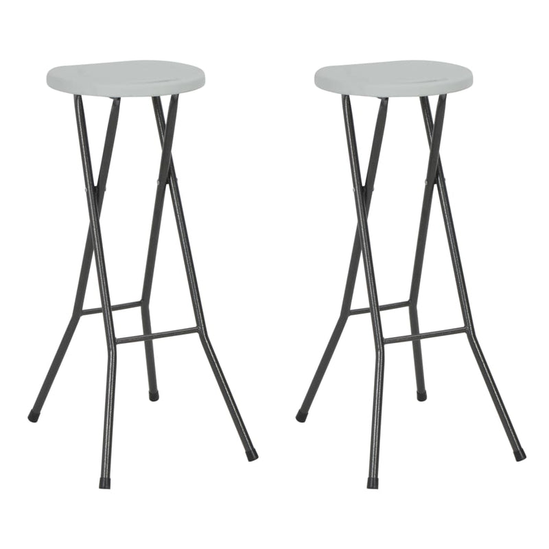 vidaXL Folding Bar Stools 2 pcs HDPE and Steel White