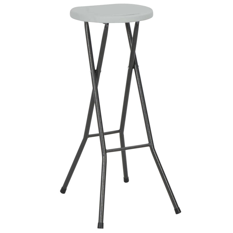 vidaXL Folding Bar Stools 2 pcs HDPE and Steel White