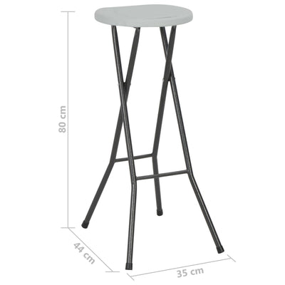 vidaXL Folding Bar Stools 2 pcs HDPE and Steel White