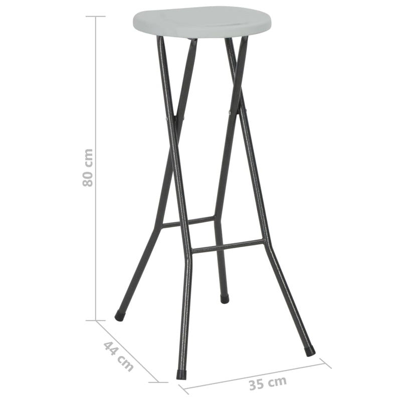 vidaXL Folding Bar Stools 2 pcs HDPE and Steel White